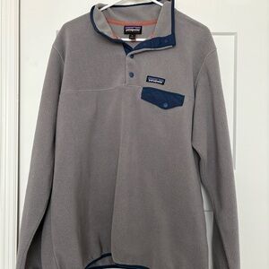 SOLD: Patagonia Gray and Blue Fleece Sweatshirt